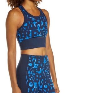 NEW SWEATY BETTY BLUE PRINTED SPORTS BRA Size Small